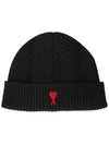 Heart Logo Wool Beanie Black - AMI - BALAAN 2