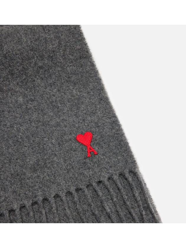 Small Heart Logo Classic Wool Scarf Dark Grey - AMI - BALAAN 4