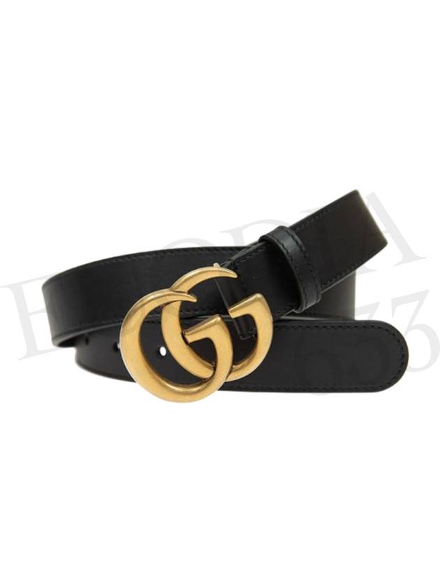 Men's GG Marmont Double G Buckle Gold Hardware Leather Belt Black - GUCCI - BALAAN 4