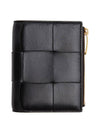 Cassette Zipper Bifold Half Wallet Black - BOTTEGA VENETA - BALAAN 1