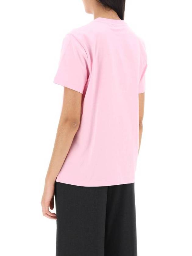 Logo Print Organic Cotton Short Sleeve T-Shirt Pink - GANNI - BALAAN 4