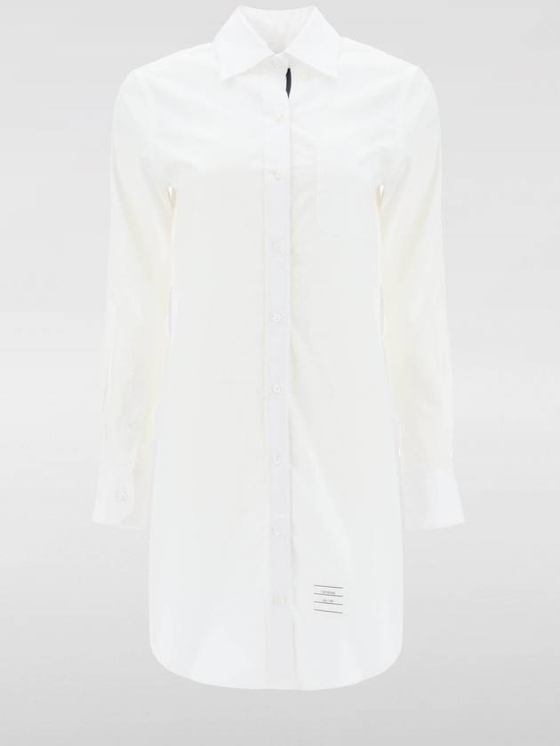 Women's Point Collar Poplin Short Dress White - THOM BROWNE - BALAAN 5