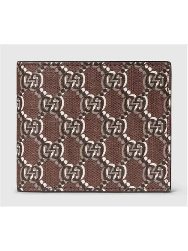 GG Signature Monogram Effect Supreme Canvas Half Wallet Brown - GUCCI - BALAAN 2