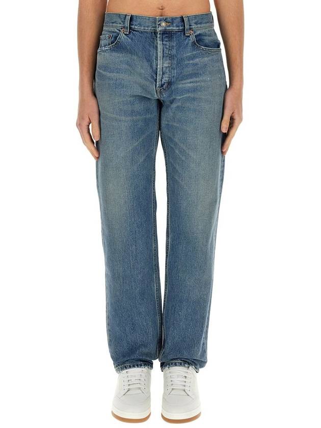 Cotton Straight Leg Jeans Blue - SAINT LAURENT - BALAAN 2