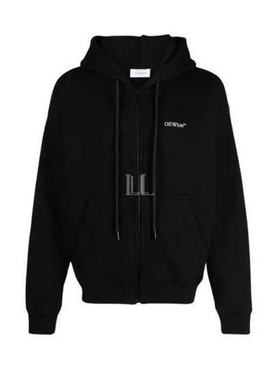 Arrow Print Cotton Zip-Up Hoodie Black - OFF WHITE - BALAAN 2