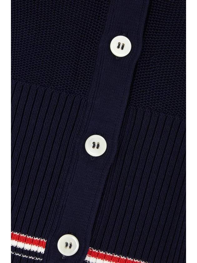 Classic Cotton V Neck Cardigan Navy - THOM BROWNE - BALAAN 4