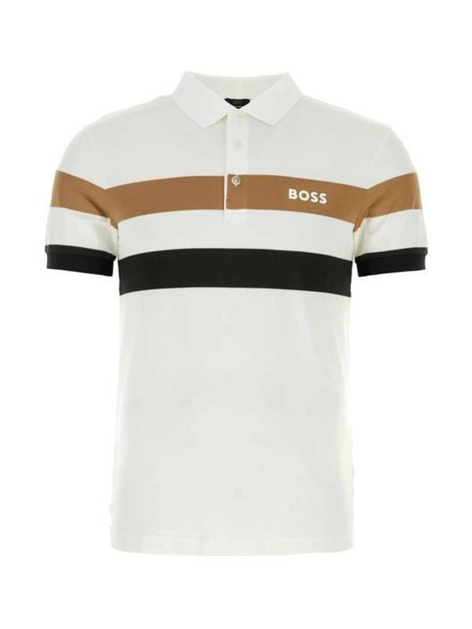 Slim Fit Striped Polo Shirt White - HUGO BOSS - BALAAN 1