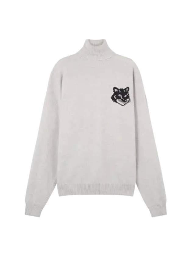 Fox Head Intarsia Comfort Turtleneck Light Grey - MAISON KITSUNE - BALAAN 3