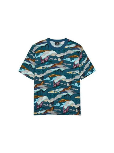 PS Plains Crew Neck T Shirt Blue Green - PAUL SMITH - BALAAN 1