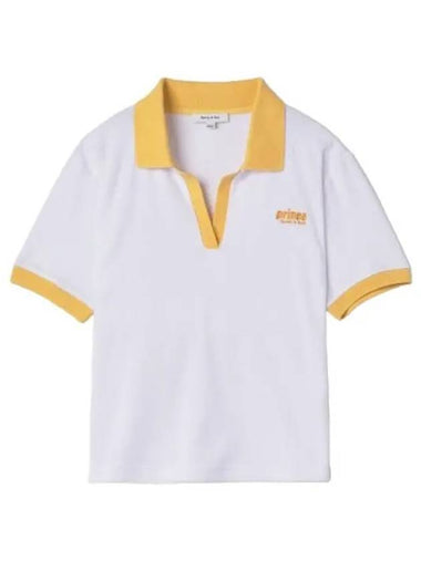 Prince Sporty Sponge Polo Shirt White Yellow T Collar - SPORTY & RICH - BALAAN 1