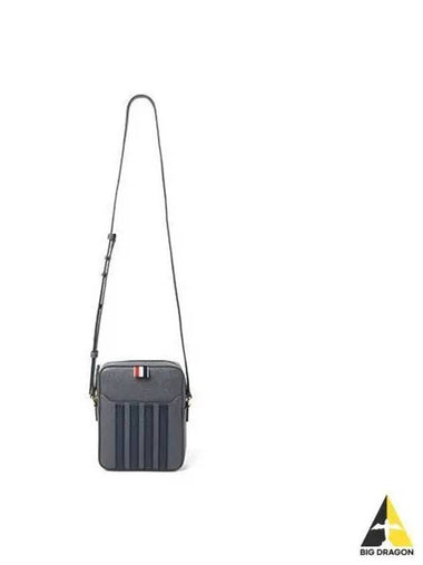 Pebble grain leather diagonal bar cross bag dark gray MAG432A - THOM BROWNE - BALAAN 1