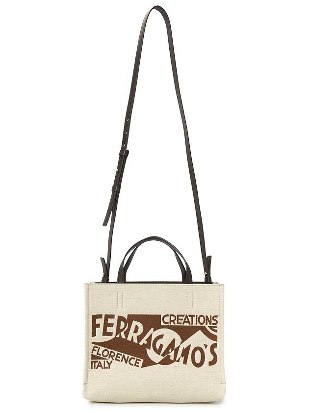 Logo Print Tote Bag Beige - SALVATORE FERRAGAMO - BALAAN 7