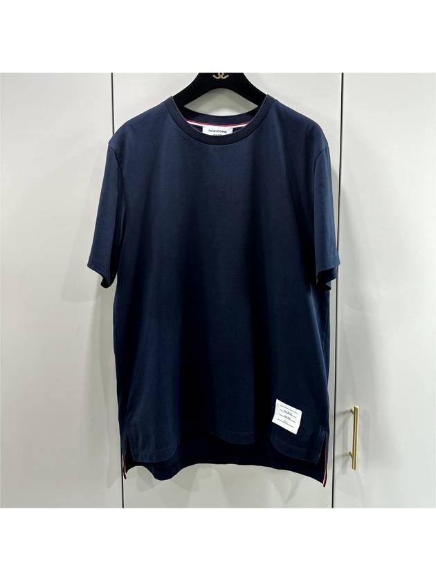 Size 3 TB Men s Side Slit Relaxed Short Sleeve T Shirt Navy - THOM BROWNE - BALAAN 8