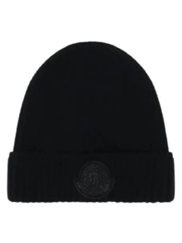 3B00072 M2739 999 Logo Patch Wool Beanie - MONCLER - BALAAN 1