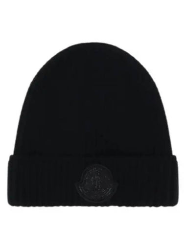 3B00072 M2739 999 Logo Patch Wool Beanie - MONCLER - BALAAN 1