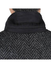 Chevron Pattern Wool Single-Breasted Structured Coat Grey Black - AMI - BALAAN 10