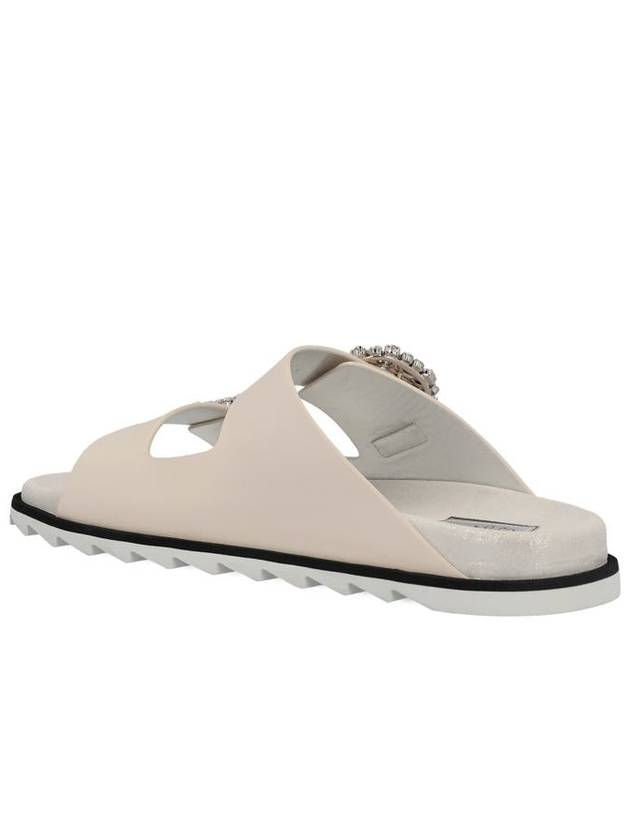 Silver Buckle Slippers Beige - ROGER VIVIER - BALAAN 4