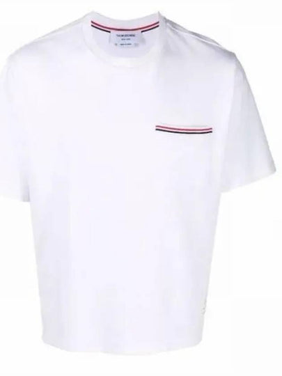 Cotton Oversized Pocket Short Sleeve T-Shirt White - THOM BROWNE - BALAAN 2