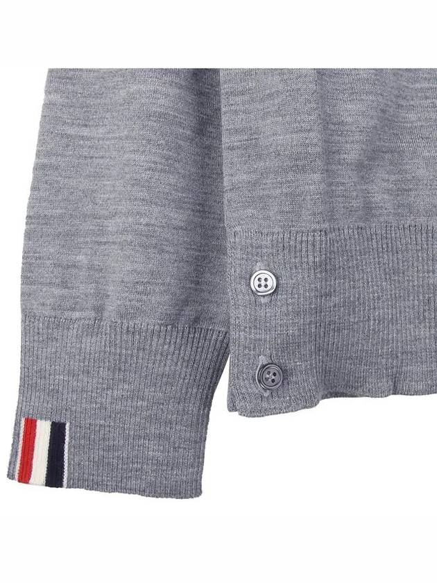 Men's Jersey Stitch V-Neck Cardigan Light Grey - THOM BROWNE - BALAAN 5