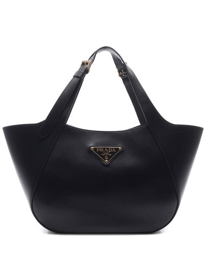 Enamel Triangle Medium Logo Belt Hand Shoulder Bag Black - PRADA - BALAAN 2