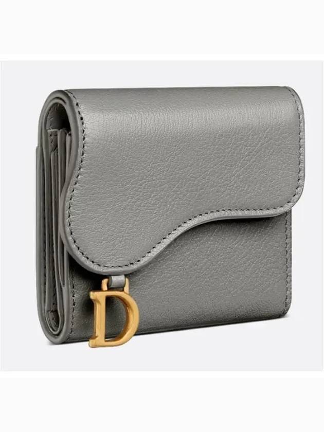 Saddle Lotus Goatskin Half Wallet Grey - DIOR - BALAAN 3