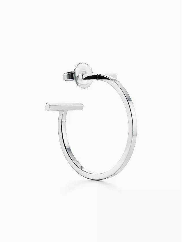 Tiffany Tiffany T hoop earrings medium white gold women's earrings - TIFFANY & CO. - BALAAN 1