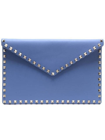 Rockstud Clutch Bag Blue - VALENTINO - BALAAN 1