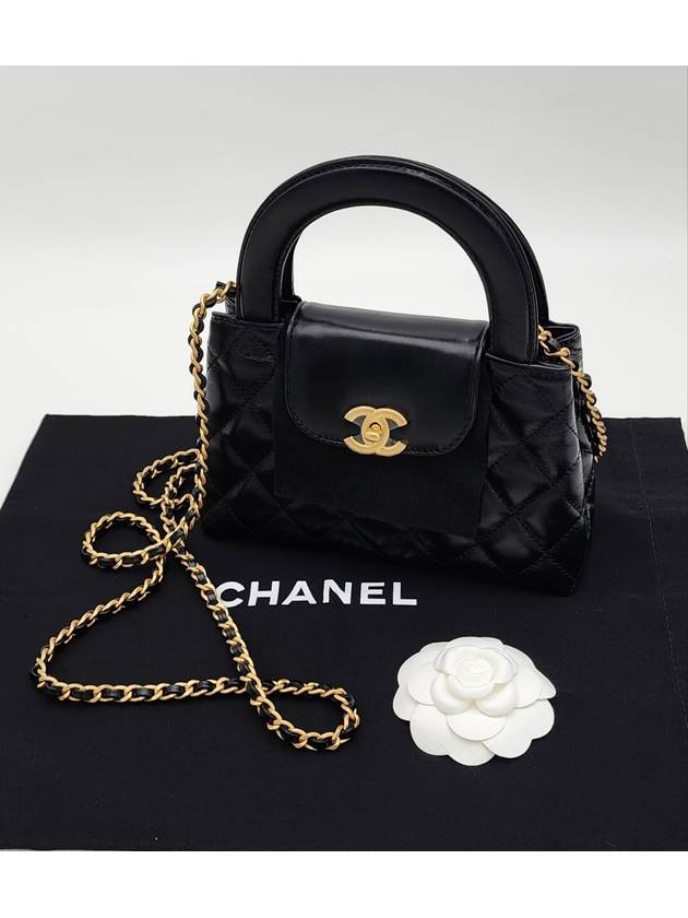 Mini Shiny Crumpled Calfskin Gold Metal Black - CHANEL - BALAAN 2