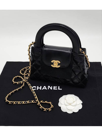 CC Logo Mini Leather Tote Bag Black - CHANEL - BALAAN 2