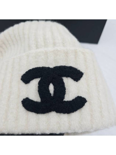 Beanie CC Logo Cashmere Winter Luxury Hat White Ivory AAA590 - CHANEL - BALAAN 2