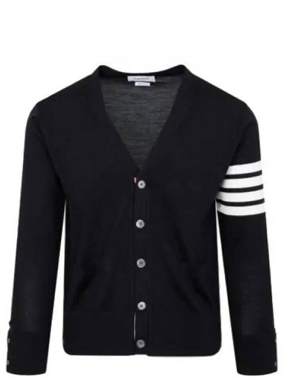 Men's Sustainable Classic Diagonal Wool Cardigan Navy - THOM BROWNE - BALAAN 2