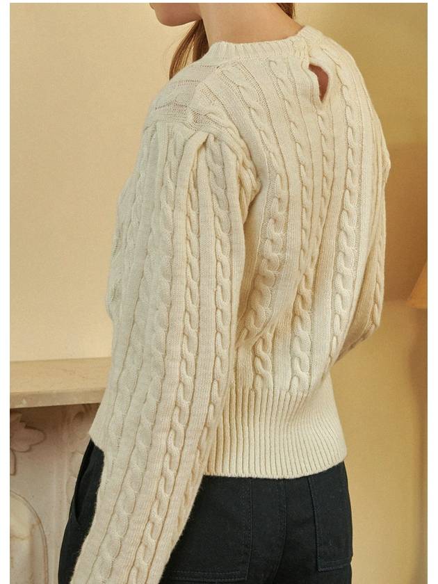 Women's Magnolia Open Back Puff Wool Knit Top Ivory - MICANE - BALAAN 5