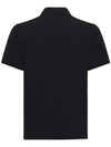 Paris Front Half Button Closure Logo Cotton Pique Polo Black - AMI - BALAAN 4