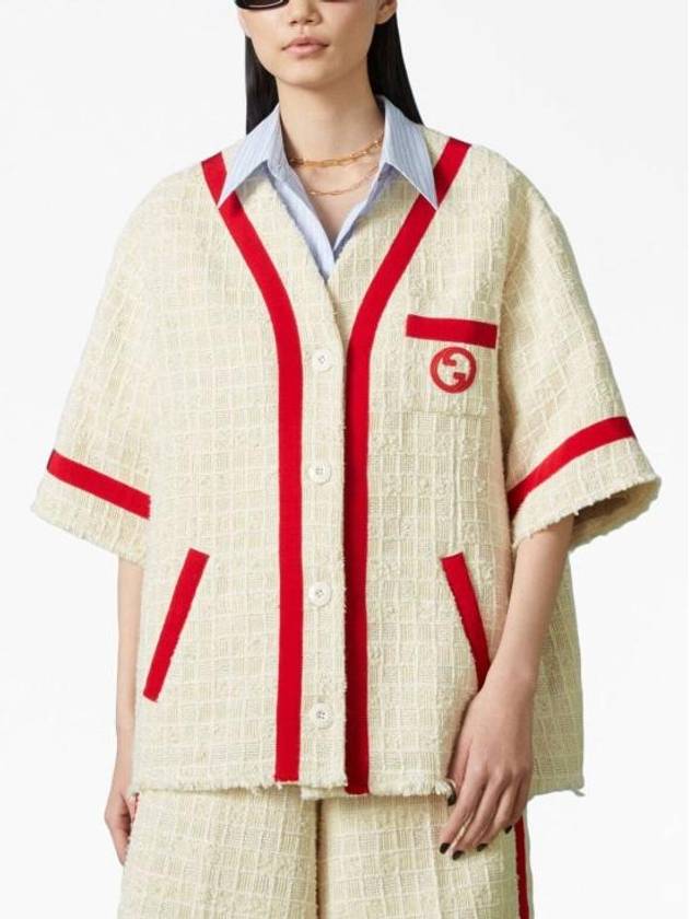 Embroidered Cotton Jacket Ivory Red - GUCCI - BALAAN 7