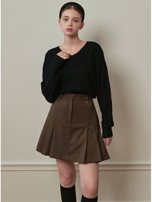 Petrico logo point pleated skirt brown - MICANE - BALAAN 1