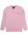 Kids Pony Embroidery Cable Knit Pink 702674 018 - POLO RALPH LAUREN - BALAAN 2