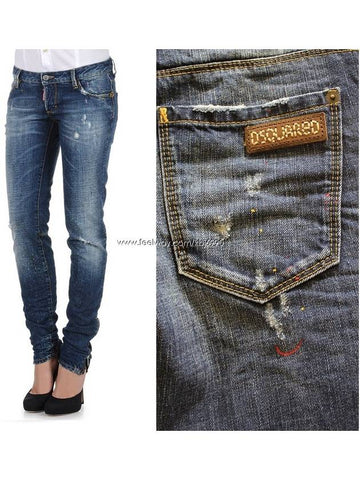 Women's Snowflake Washing Rose Steel Tab Slim Jeans 75LA0302 - DSQUARED2 - BALAAN 1