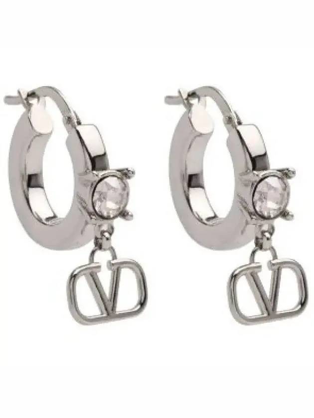 V Logo Earrings Silver - VALENTINO - BALAAN 1