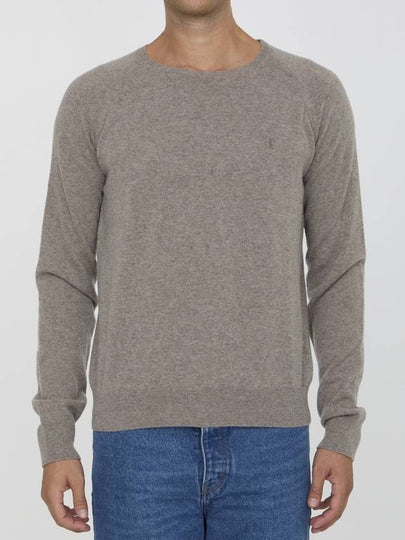 Cassandre crew neck long sleeve knit top beige - SAINT LAURENT - BALAAN 2