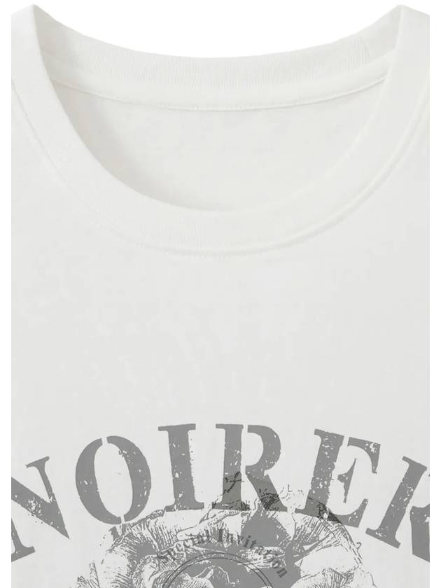 Archive Print Crop Short Sleeve T-Shirt White - NOIRER FOR WOMEN - BALAAN 10