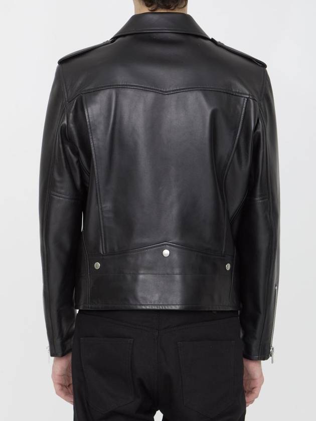 Classic Motorcycle Jacket in Lambskin Black - SAINT LAURENT - BALAAN 4