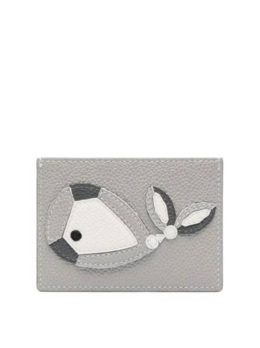 Whale Applique Pebble Card Wallet Grey - THOM BROWNE - BALAAN 1