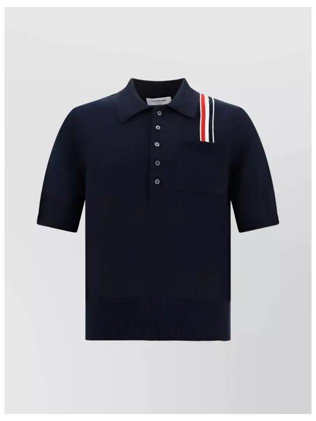 RWB Stripe Polo Shirt Blue - THOM BROWNE - BALAAN 3