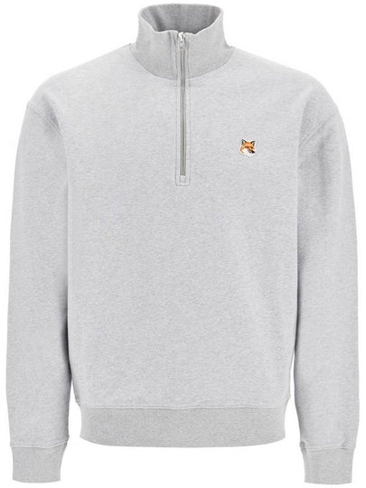 Fox Head Patch Half Zipper Sweatshirt Light Grey Melange - MAISON KITSUNE - BALAAN 2