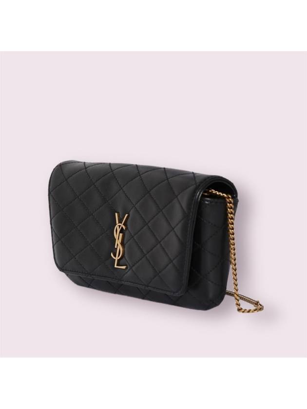 Gaby Chain Quilting Leather Cross Bag Black - SAINT LAURENT - BALAAN 3