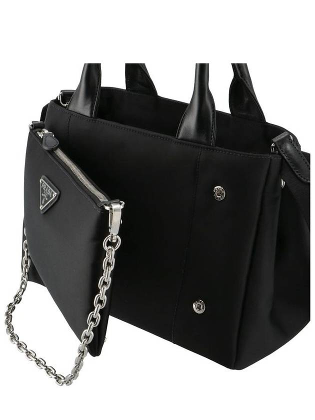 Triangle Logo Tesuto Shoulder Strap Tote Bag Pouch 1BG364 Black - PRADA - BALAAN 5