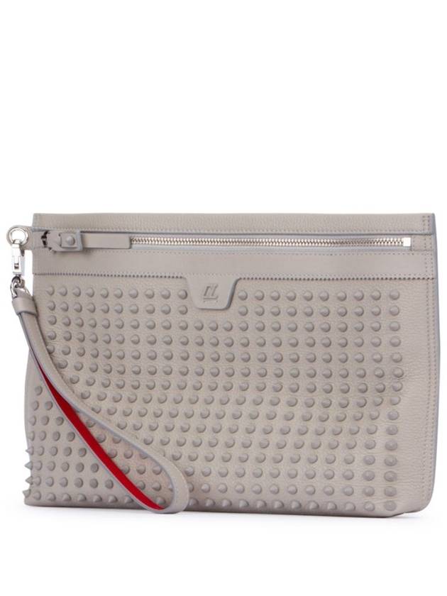 Spike Leather Clutch Bag White - CHRISTIAN LOUBOUTIN - BALAAN 3