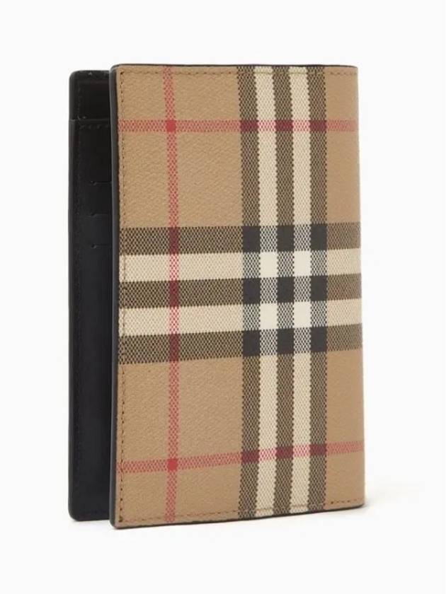 Checked Leather Passport Wallet Beige - BURBERRY - BALAAN 3