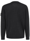 Regular Fit Crew Neck Wool Knit Top Black - STONE ISLAND - BALAAN 4