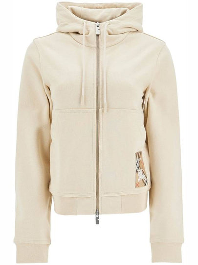 Check Label Cotton Hooded Zip Up Nutmeg - BURBERRY - BALAAN 2